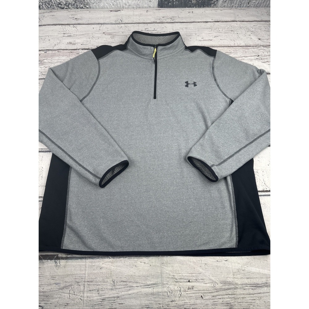 Under Armour ColdGear Men's 2XL Gray & Black Loose Fit 1/4 Zip LS Sweatshirt